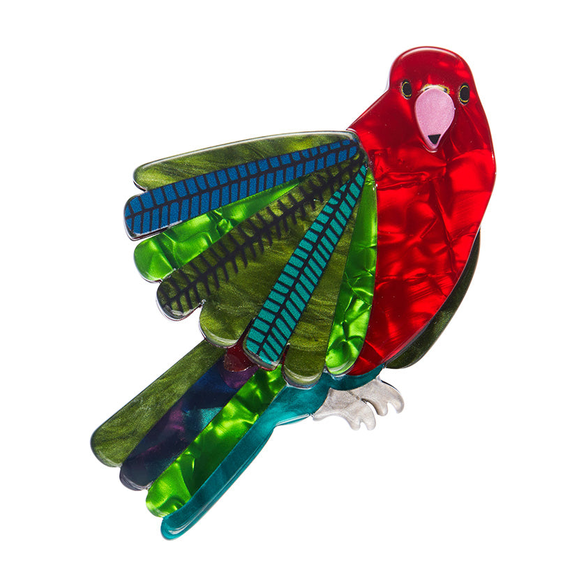 Scarlet Sovereign, King Parrot Brooch by Erstwilder