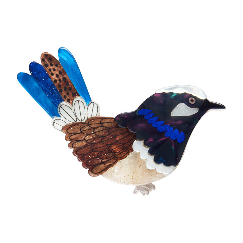 Thunderbolt of Cobalt, Fairywren Brooch, by Erstwilder