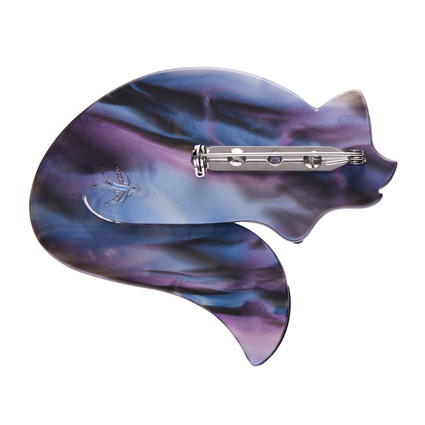 Saffron the Sleeping Fox, Erstwilder Brooch. Lilac Glitter