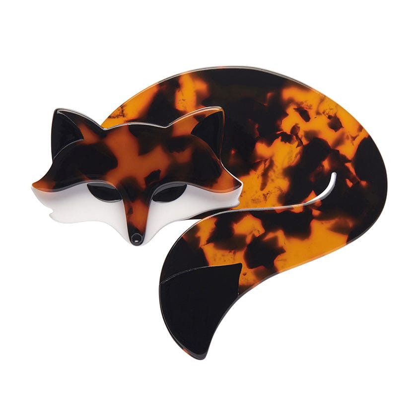 Saffron the Sleeping Fox, Erstwilder Brooch. Tortie.