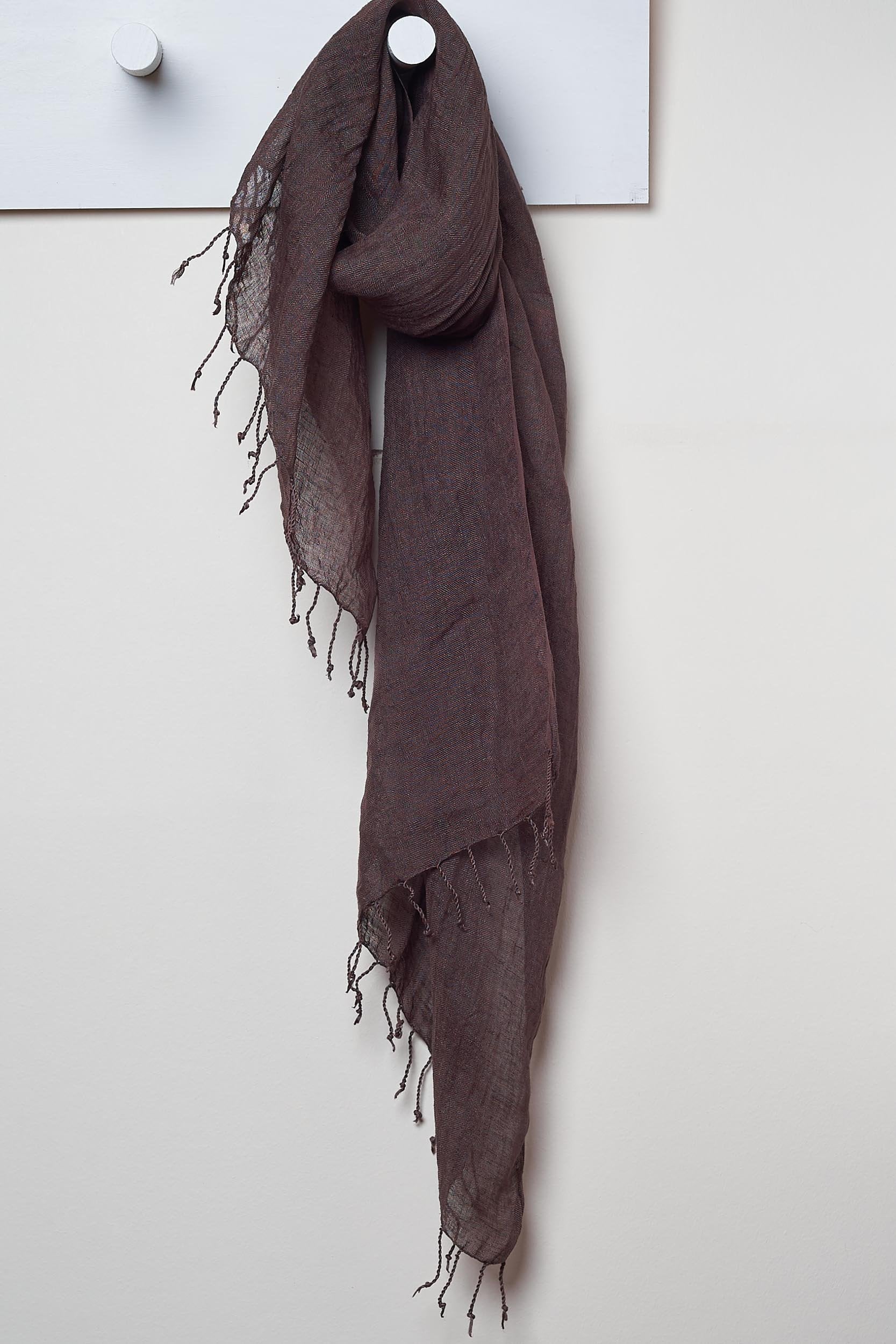 3 Visits To Cairo pure linen scarf in Cocoa