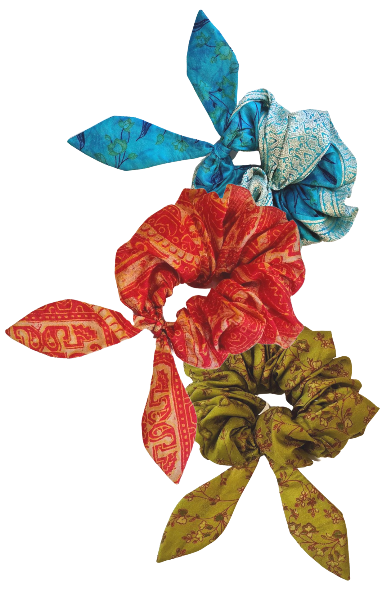 Carnivale vintage sari silk scrunchie. 100% silk. Cobalt Blue Only