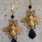 Bumble Bee Earrings Brass & Swarovski Crystal Earrings
