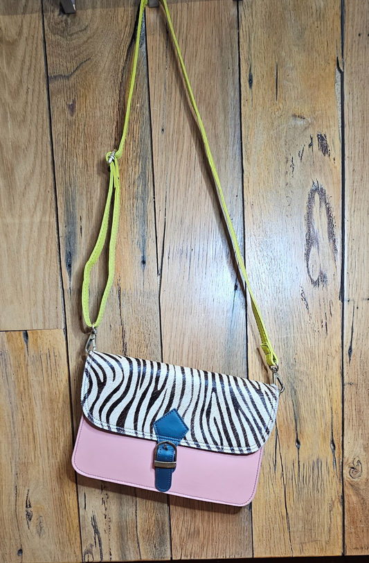 Blush Peach Tiger Sling Bag, Upcycled Leather