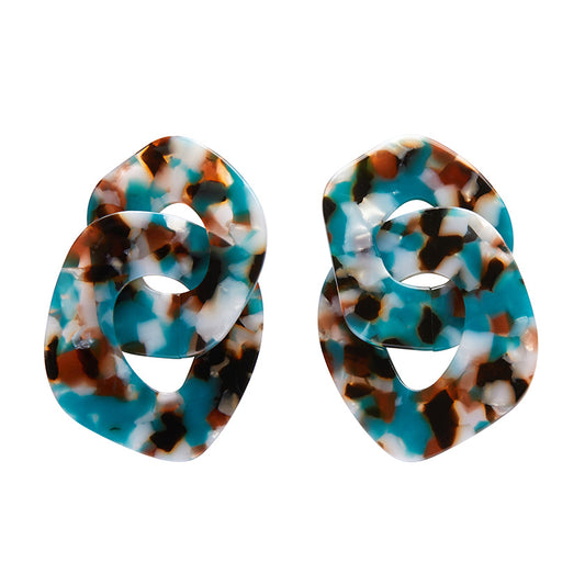 Statement Tort Chunky Chain Earrings  - Iris Apfel Collection - Blue