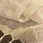 Pure linen fringed scarf woven in a stripe of sand and natural white