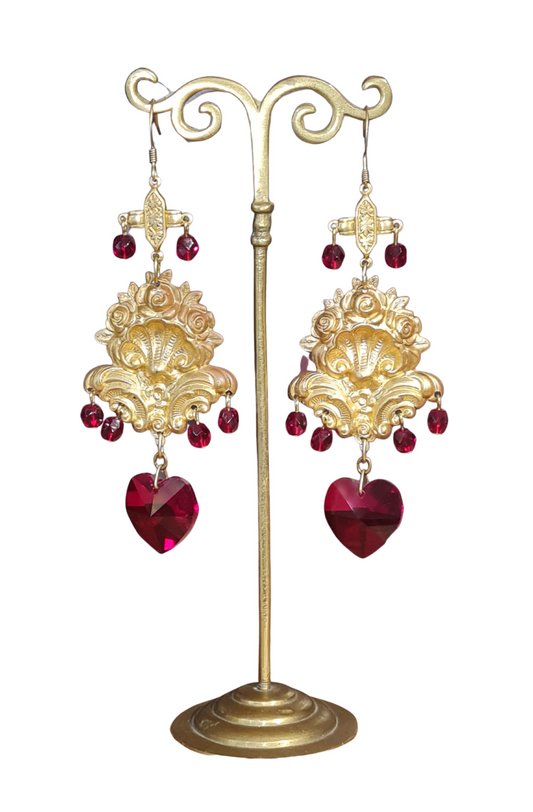 Corazon, Swarovski Crystal & vintage glass earrings.