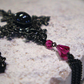 Amalfi Hematite Cross Pendant. Swarovski Fuchsia Crystal