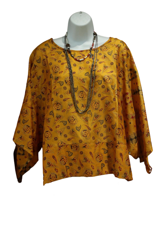 At Your Leisure, vintage sari top. 100% silk. Free size.