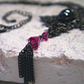 Amalfi Hematite Cross Pendant. Swarovski Fuchsia Crystal