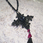 Amalfi Hematite Cross Pendant. Swarovski Fuchsia Crystal