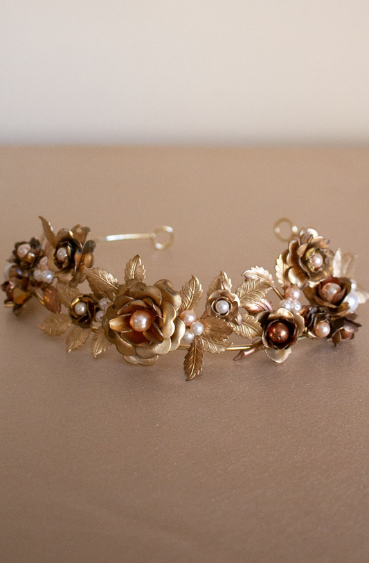 Wilde At Heart Melbourne handmade label - Vintage Brass floral garden tiara