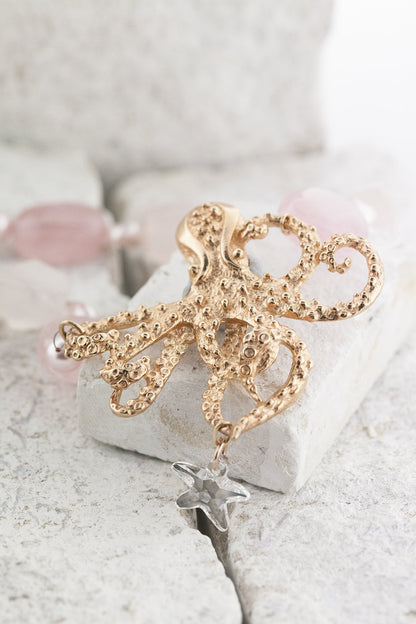 rose quartz and pearl necklace