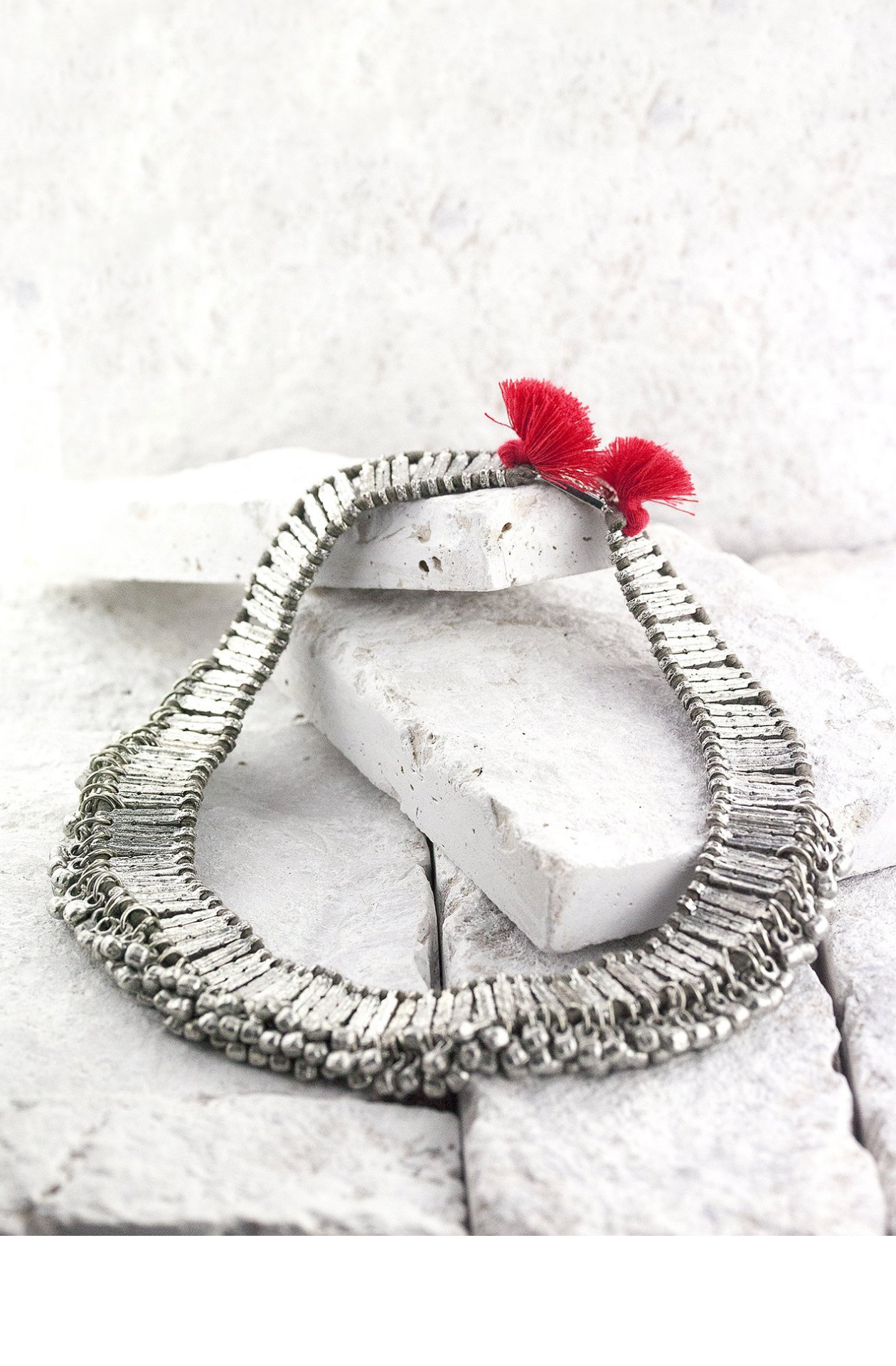 Statement necklace silver|stunning unique neckpiece|unique statement necklace|unusual jewellery|ethically handmade jewellery| ethically made necklace|Silver necklace orange tassel| Where The Wilde Things Are Melbourne brand